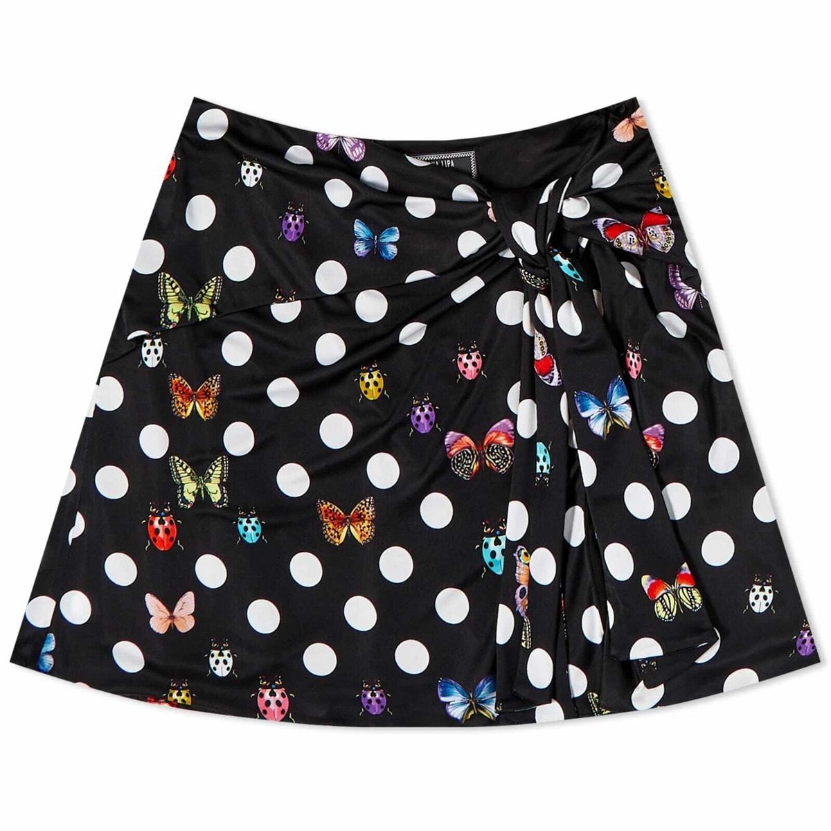 Versace x Dua Lipa Butterflies Knotted Miniskirt – Black/White Polka Dot IT40