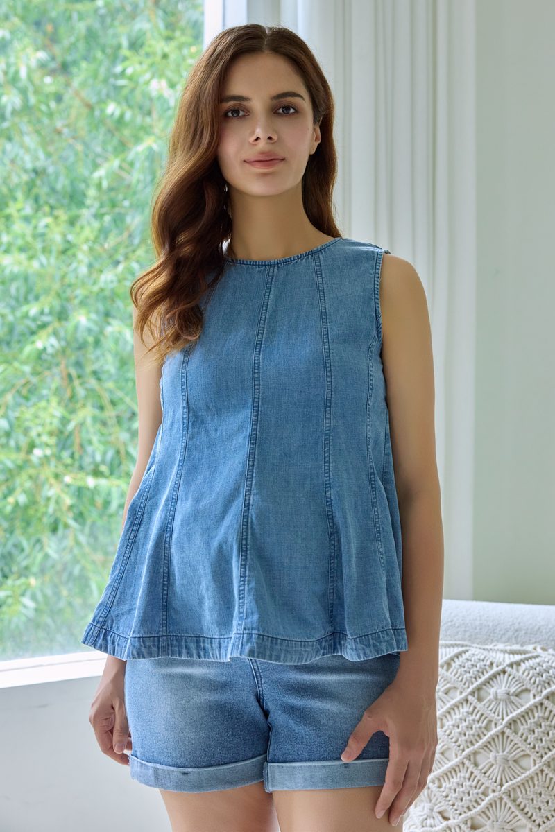 Denim Babydoll Top