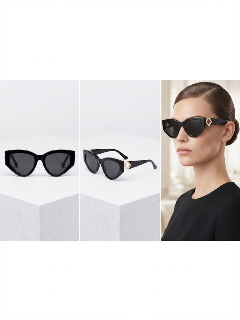 Dior CatStyleDior1 Cat-Eye Sunglasses – Black/Gold