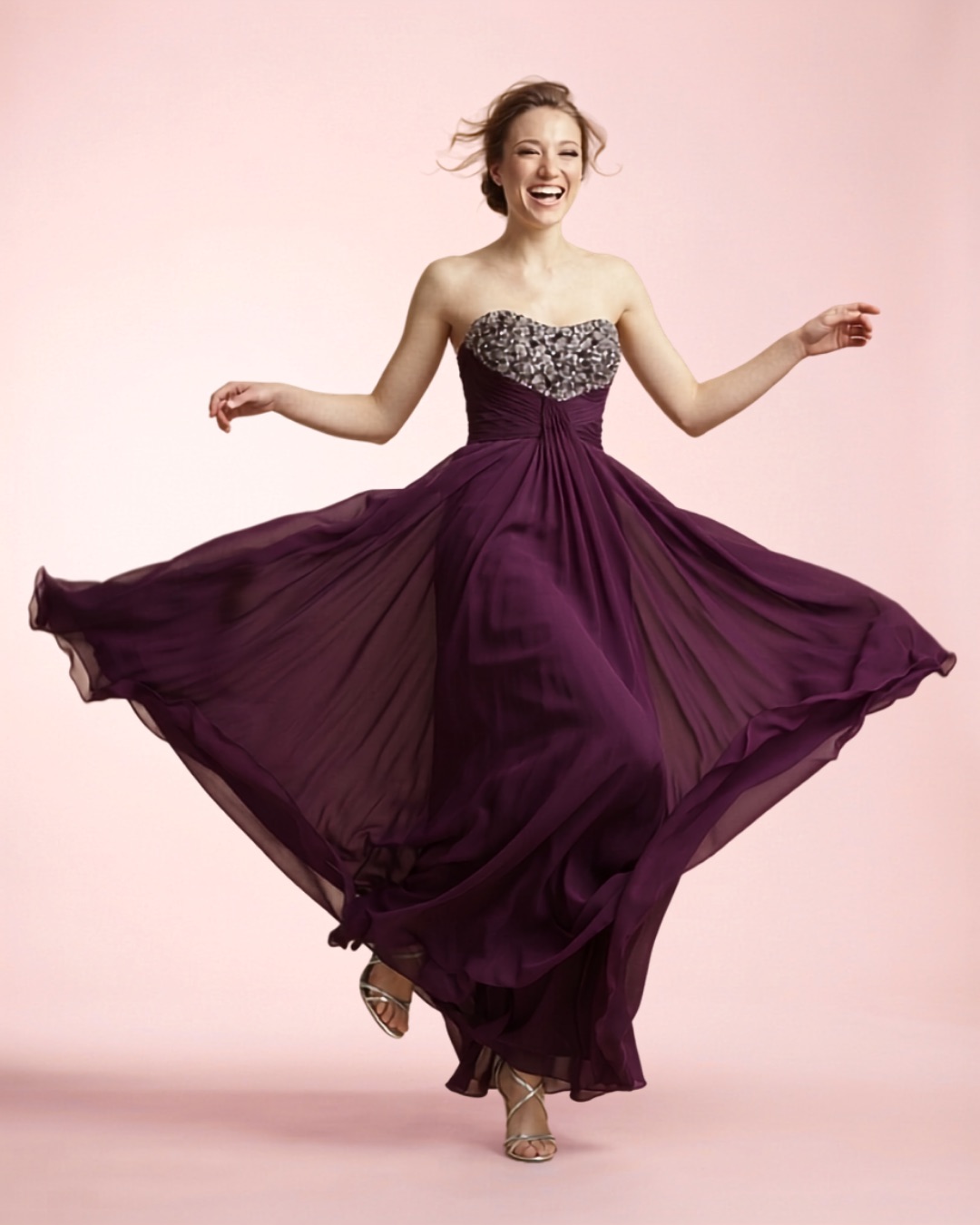 Theia Purple Strapless with Beaded Detail