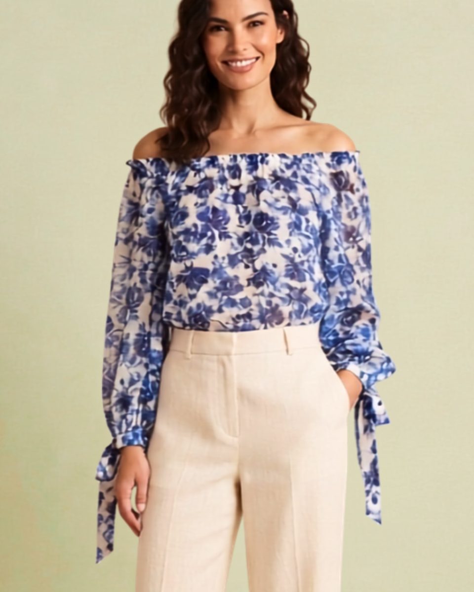 Alice + Olivia Blue Floral Top