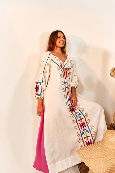Farm Rio Macaw Embroidered Maxi Dress