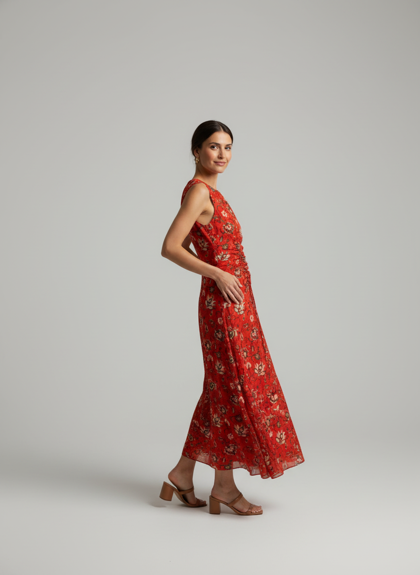 SIR Red Floral Long Dress
