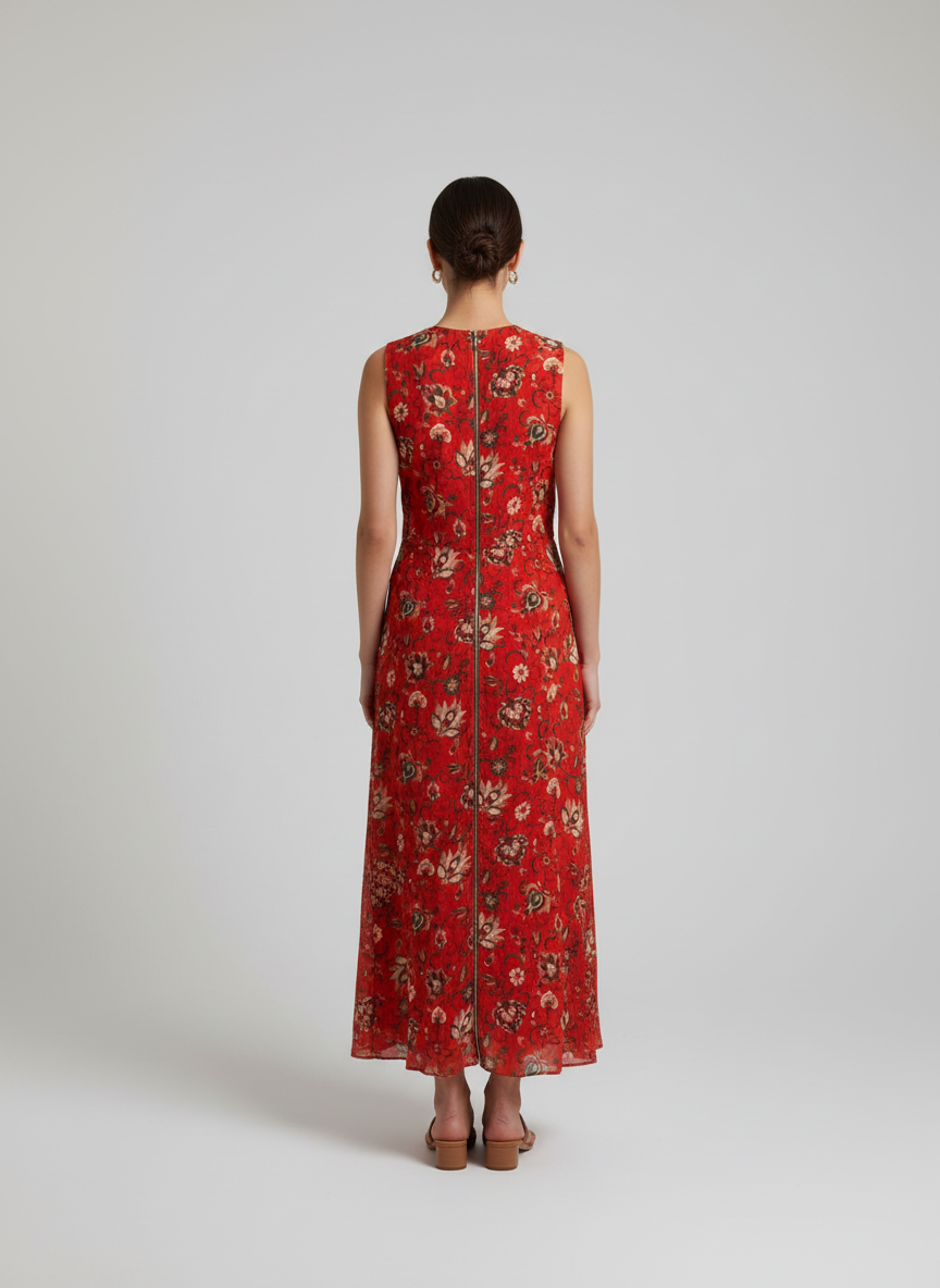 SIR Red Floral Long Dress