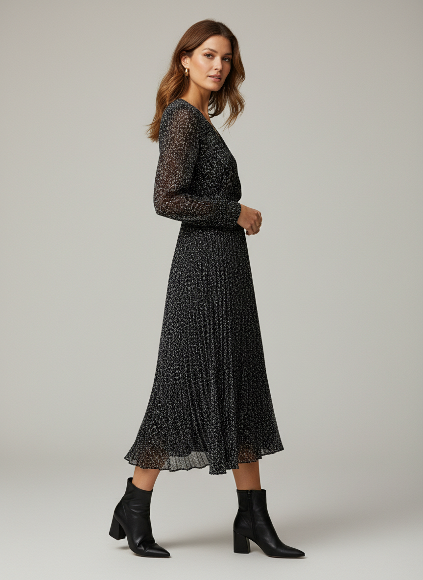 Black & White Midi Dress