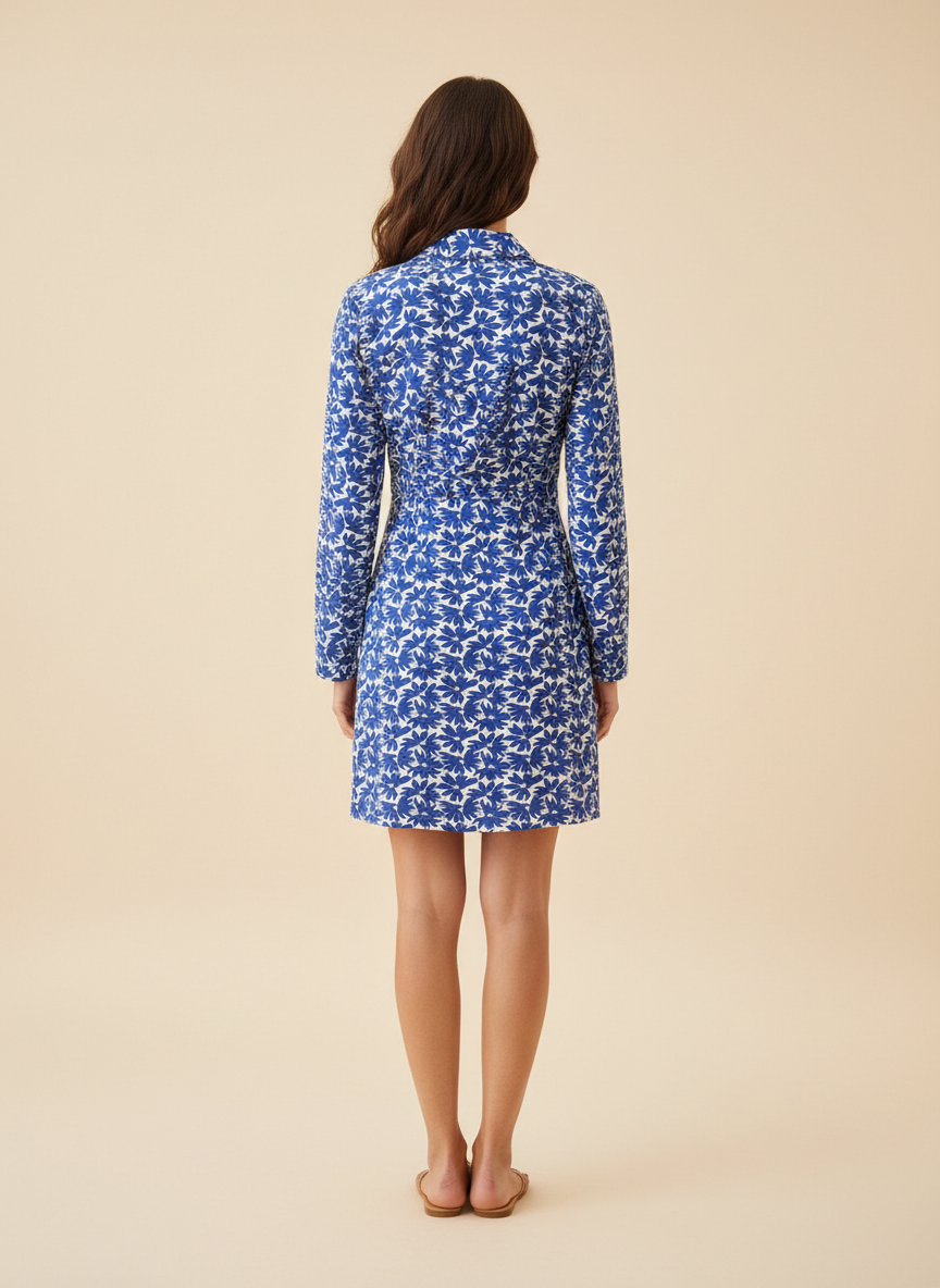 Floral Print Blue Dress