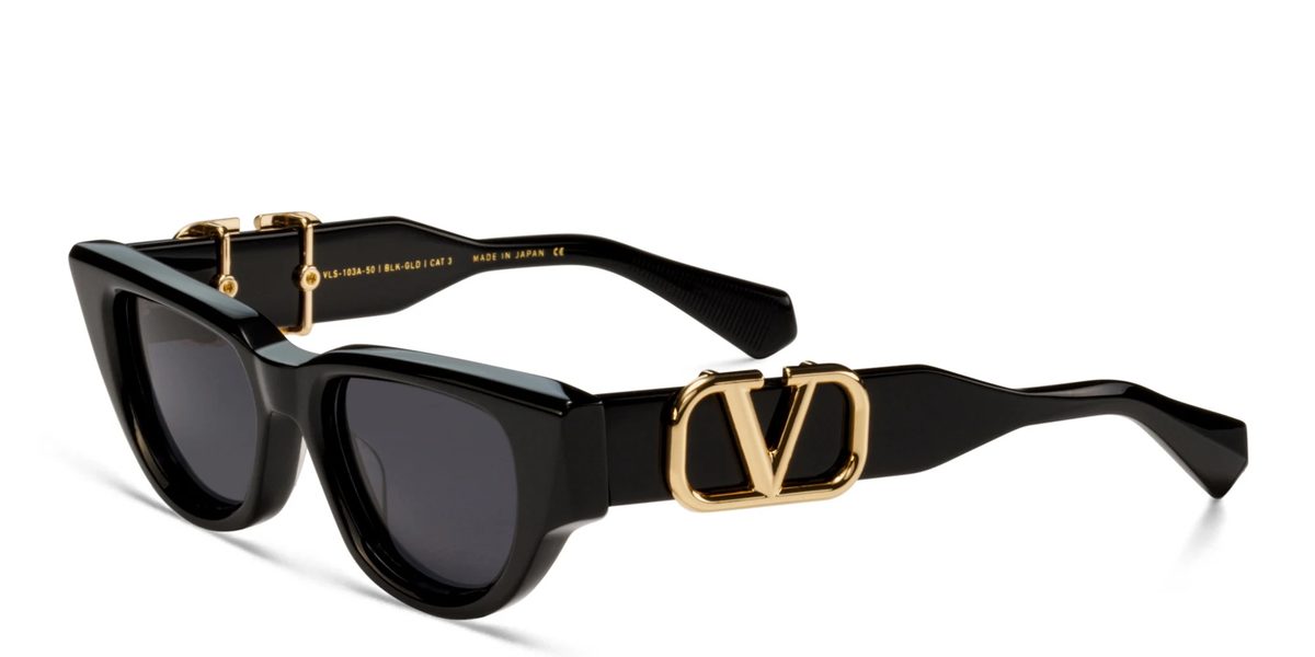 Valentino V-Due Cat-Eye Sunglasses – Black/Gold (VLS-103A)