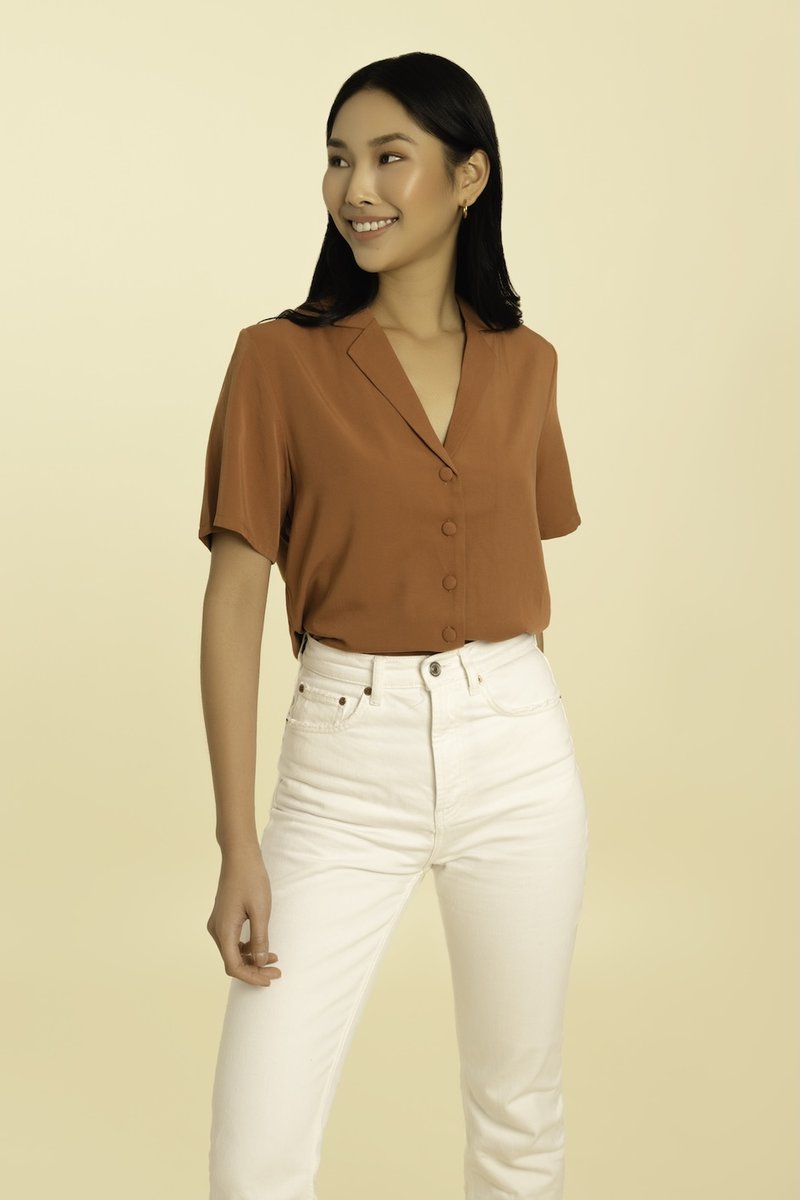 Billie Cropped Shirt - Rust Orange