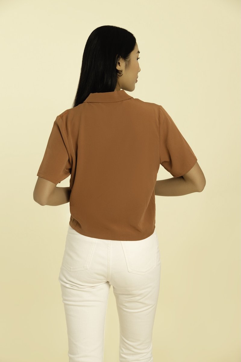 Billie Cropped Shirt - Rust Orange