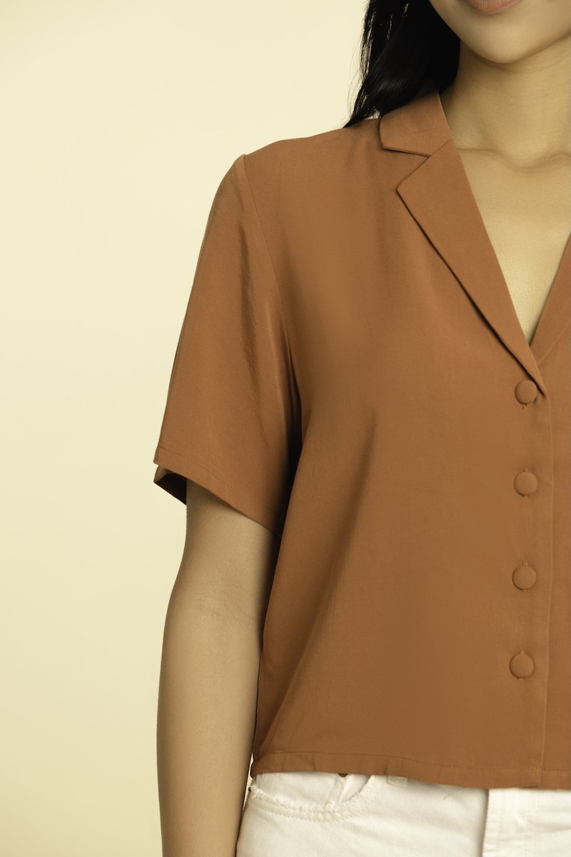 Billie Cropped Shirt - Rust Black