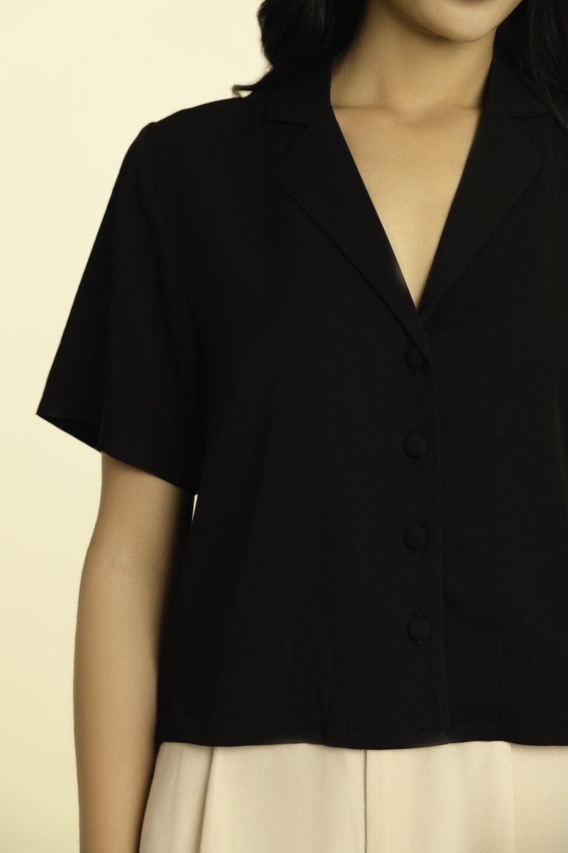Billie Cropped Shirt - Black