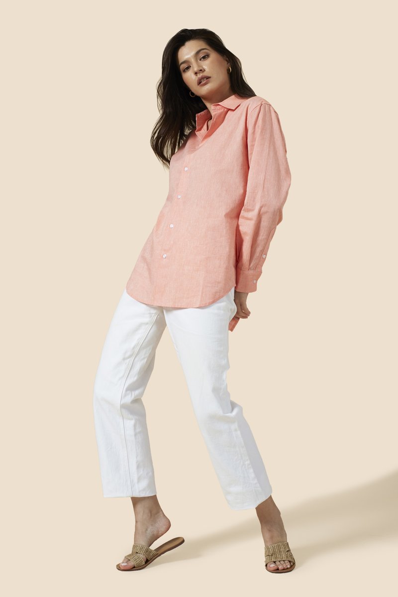 Avery Button Down - Grapefruit Pink