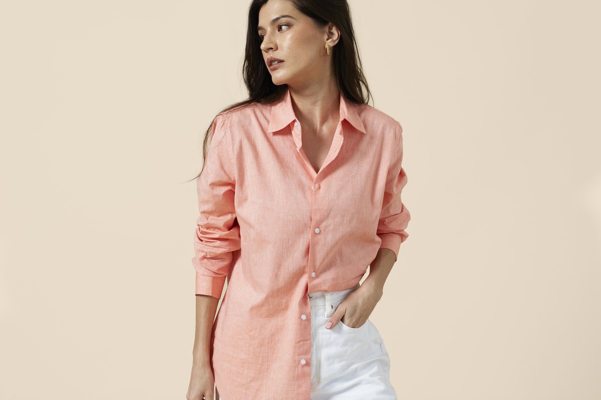 Avery Button Down - Grapefruit Pink