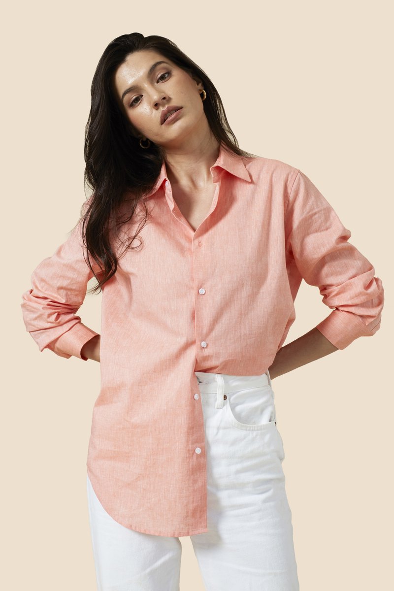 Avery Button Down - Grapefruit Pink