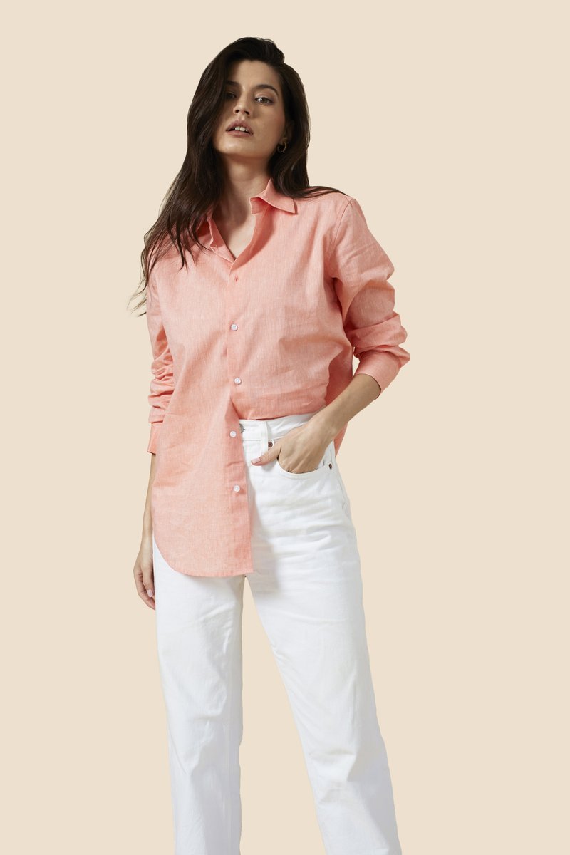 Avery Button Down - Grapefruit Pink