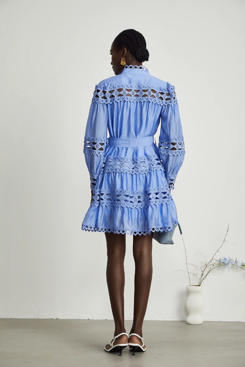 Miss Rosier Blue Dress with Pearl Buttons