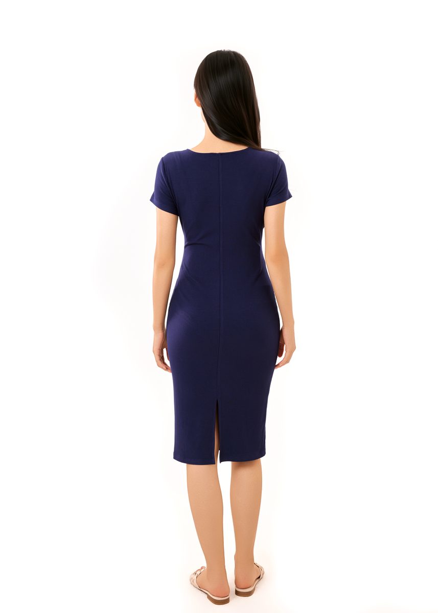 All-Day Cotton Rib Bodycon Dress - Short Sleeve