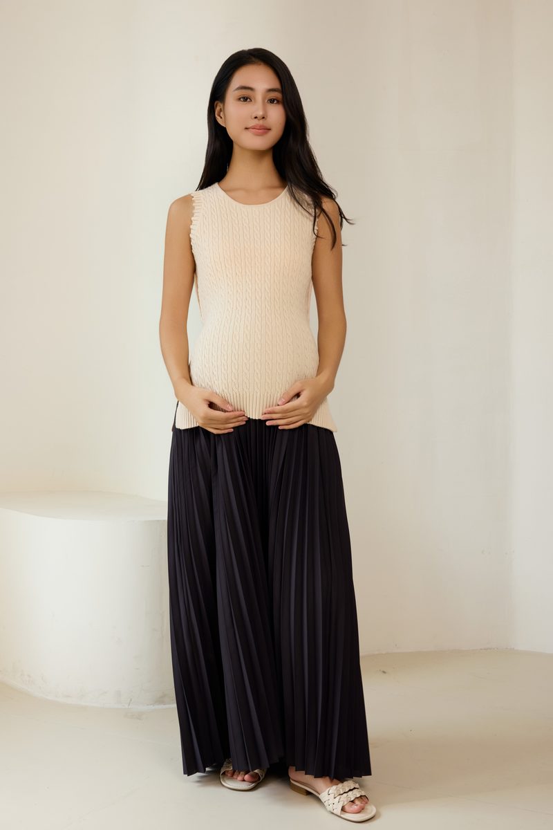 Black Maxi Pleated Skirt