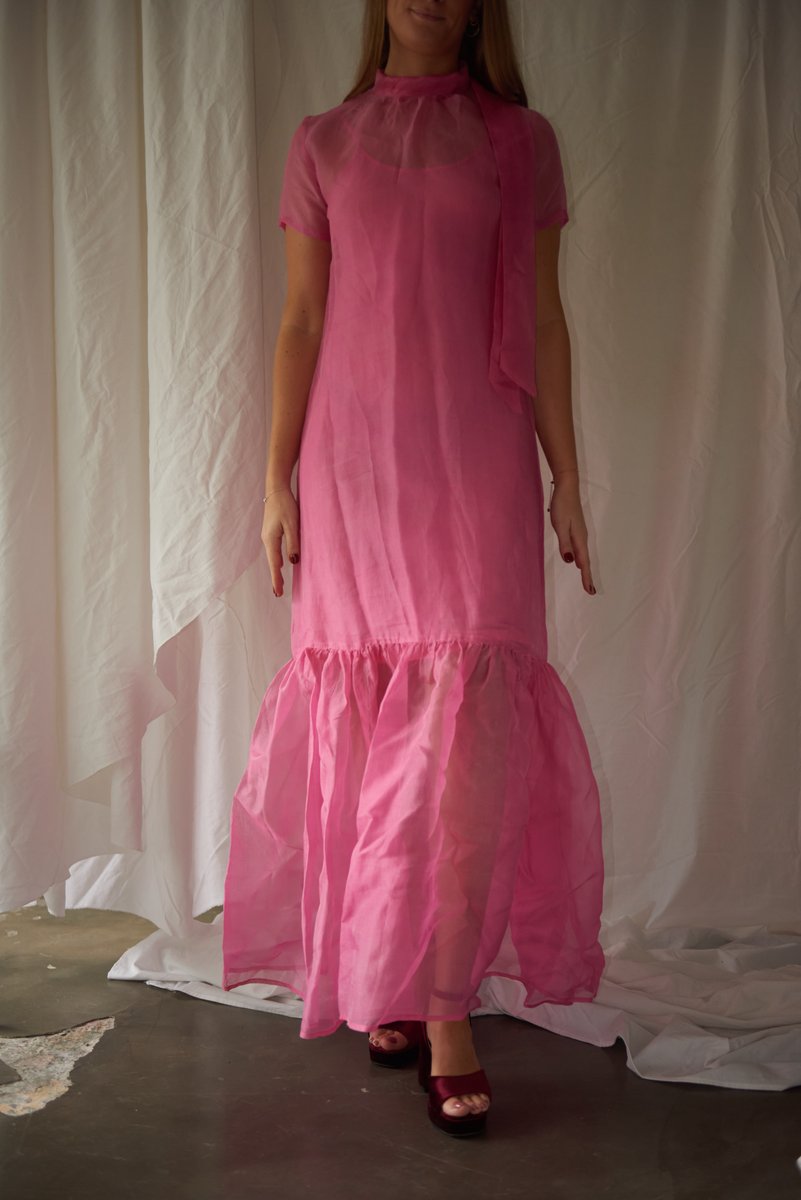 Silk organza sheer dress with slip