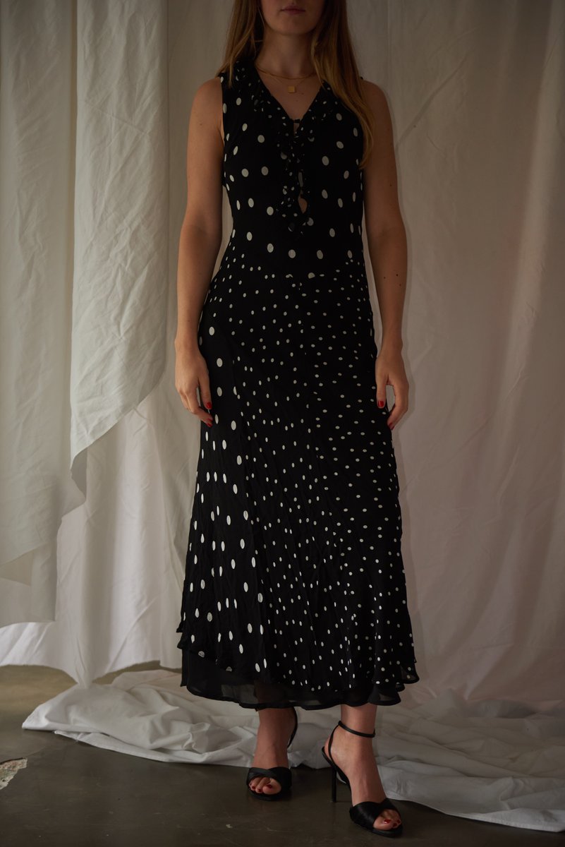 Nobody's Child Poppy Delevingne Black Polka Dot Pandora Midi Dress
