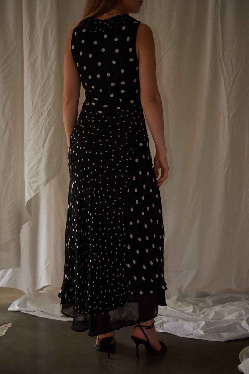 Nobody's Child Poppy Delevingne Black Polka Dot Pandora Midi Dress
