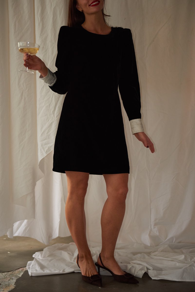 & Other Stories Black Velvet Mini Dress
