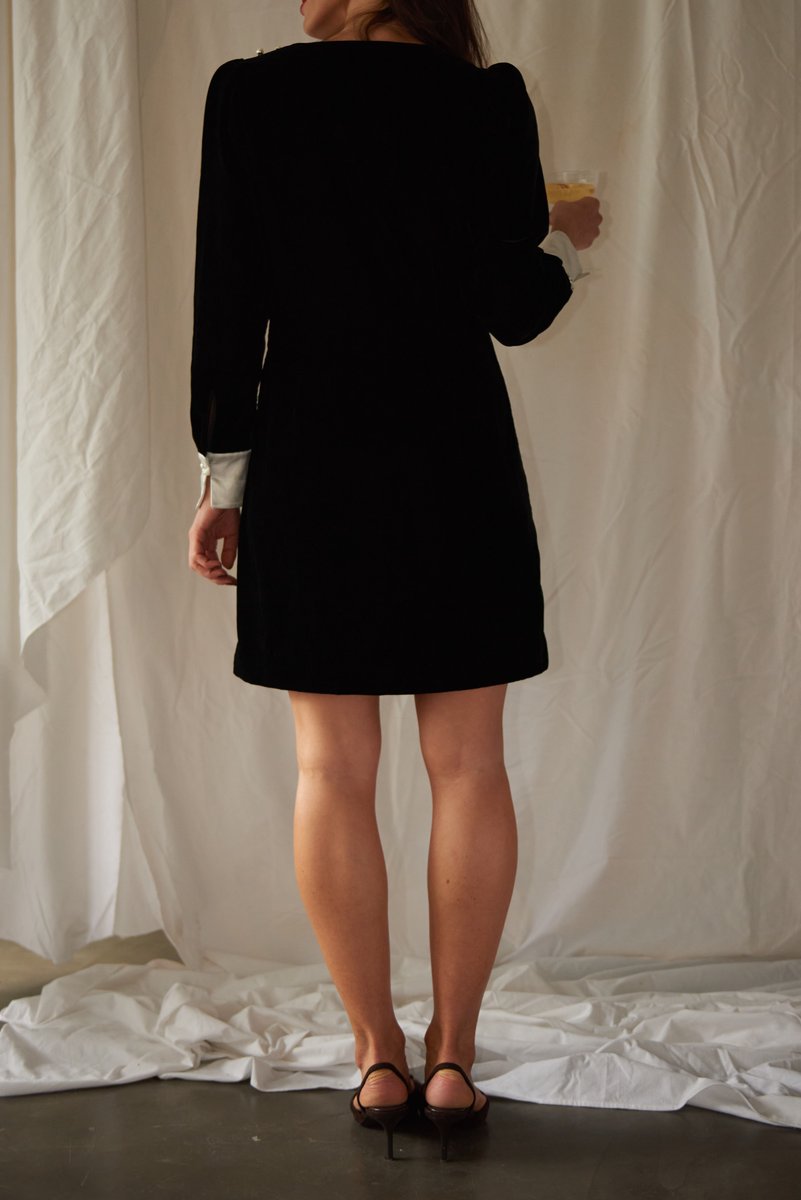 & Other Stories Black Velvet Mini Dress