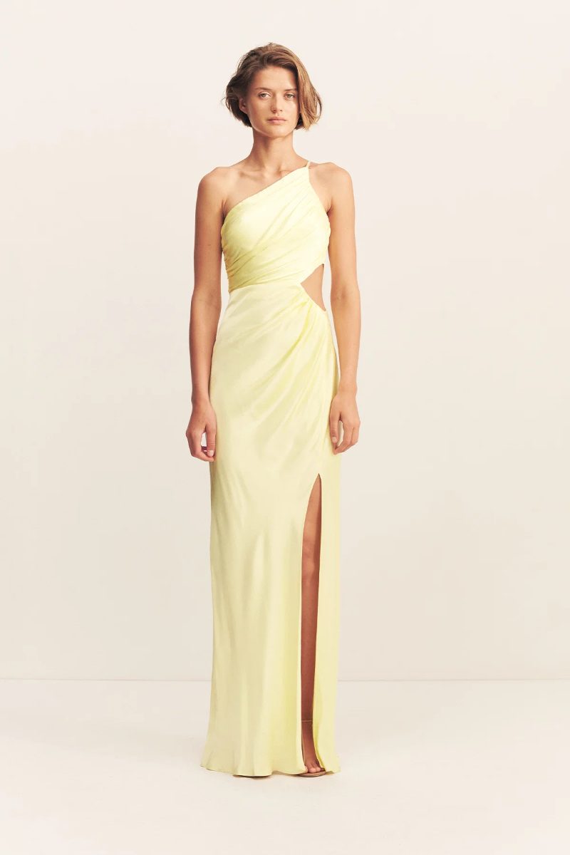 Shona Joy - La Lune Asymmetrical Dress - Lemon