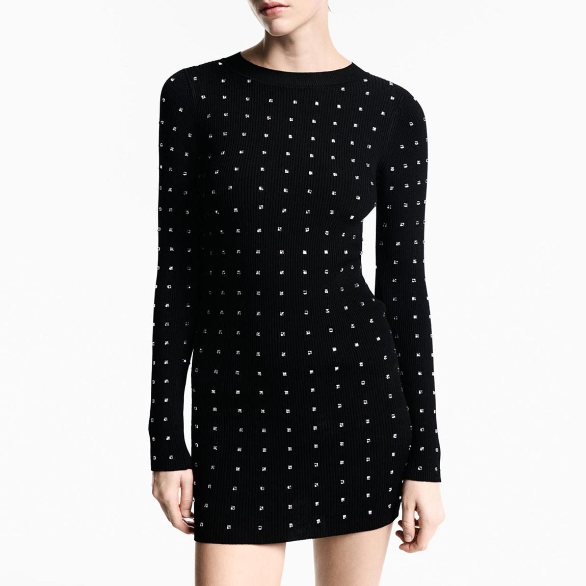 Mango knitted mini dress in black