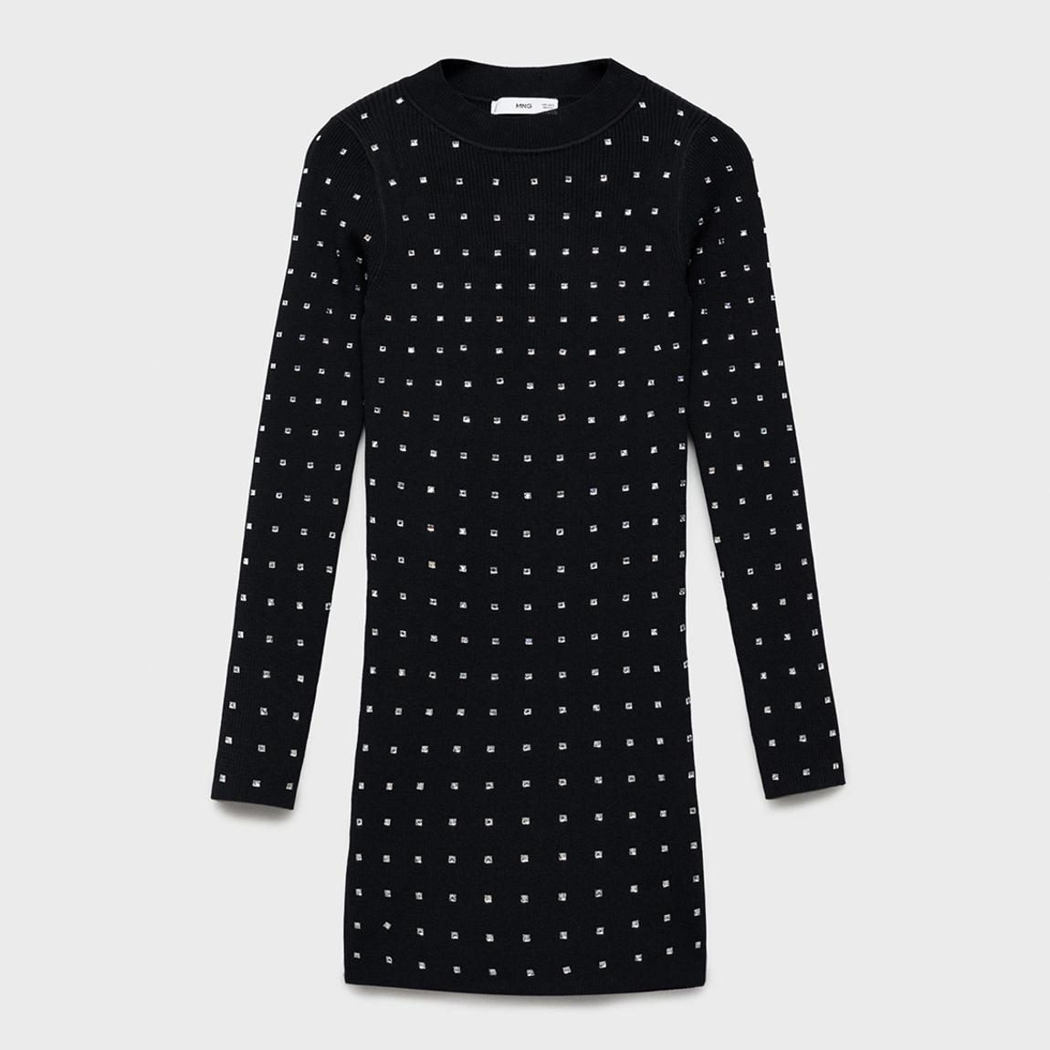 Mango knitted mini dress in black