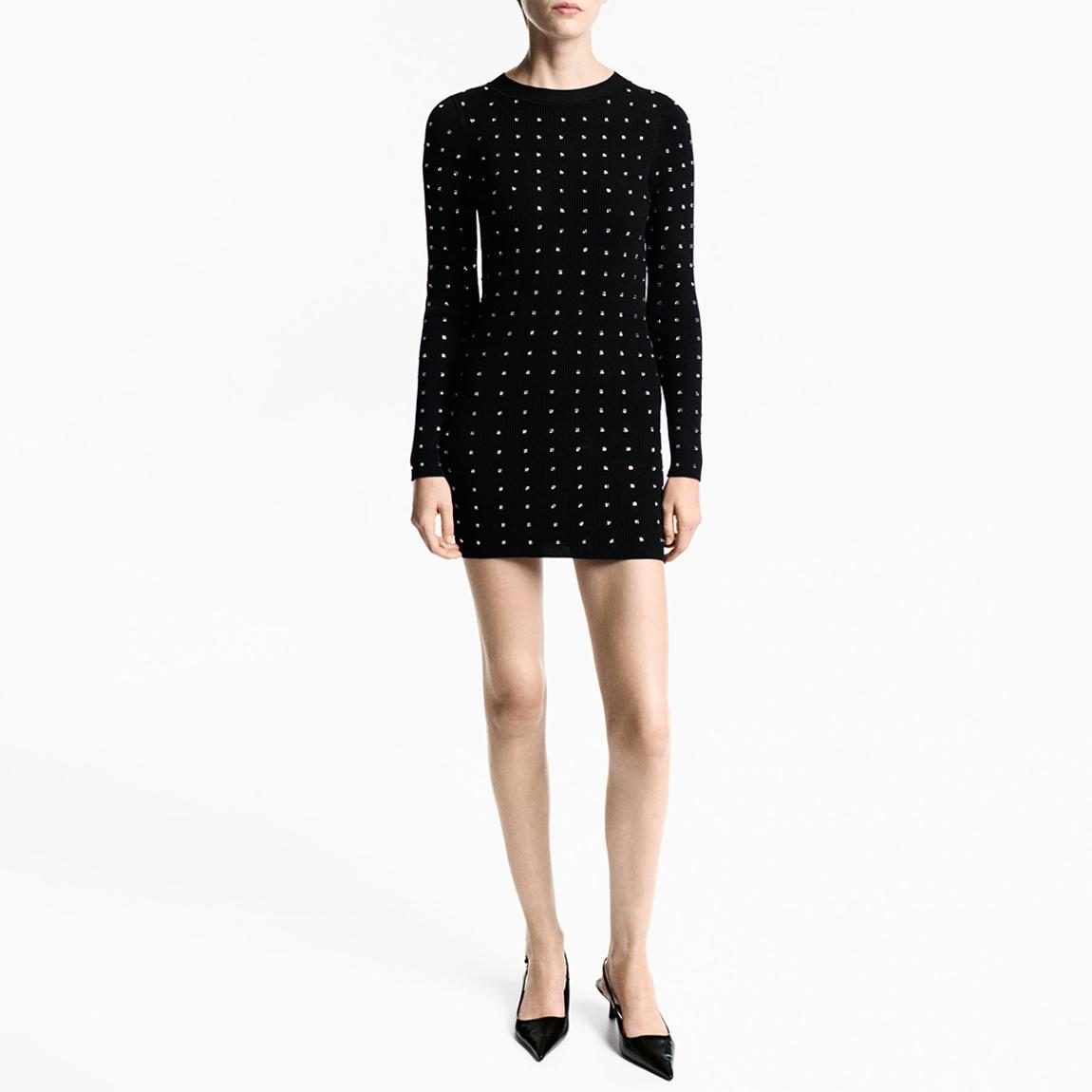 Mango knitted mini dress in black