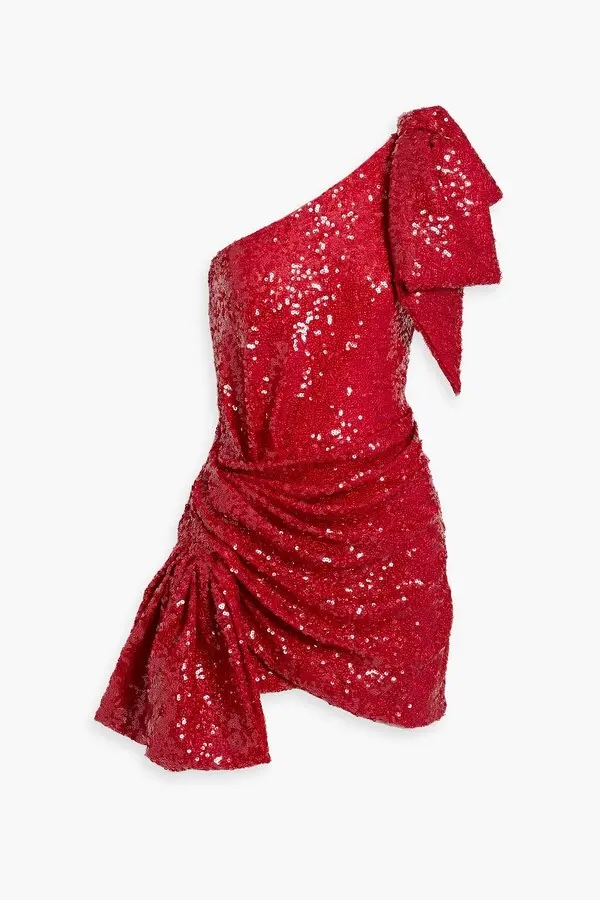Ronny Kobo Brit Oneshoulder Sequined Mini Dress