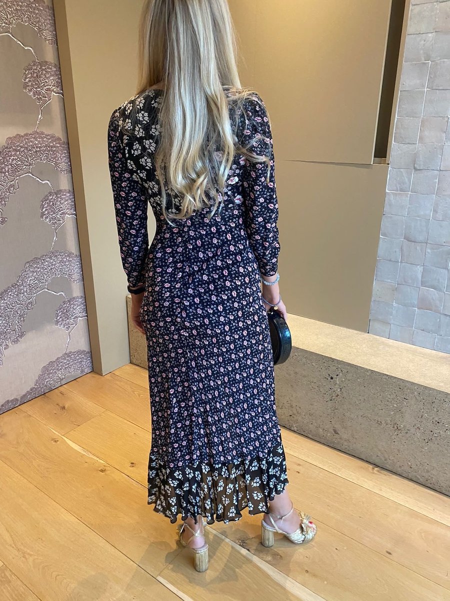 Rixo Chelsea - Black Micro Bunch Floral Long Dress