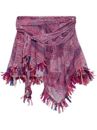 Isabel Marant Dova Paisley Asymmetrical Skirt – Pink
