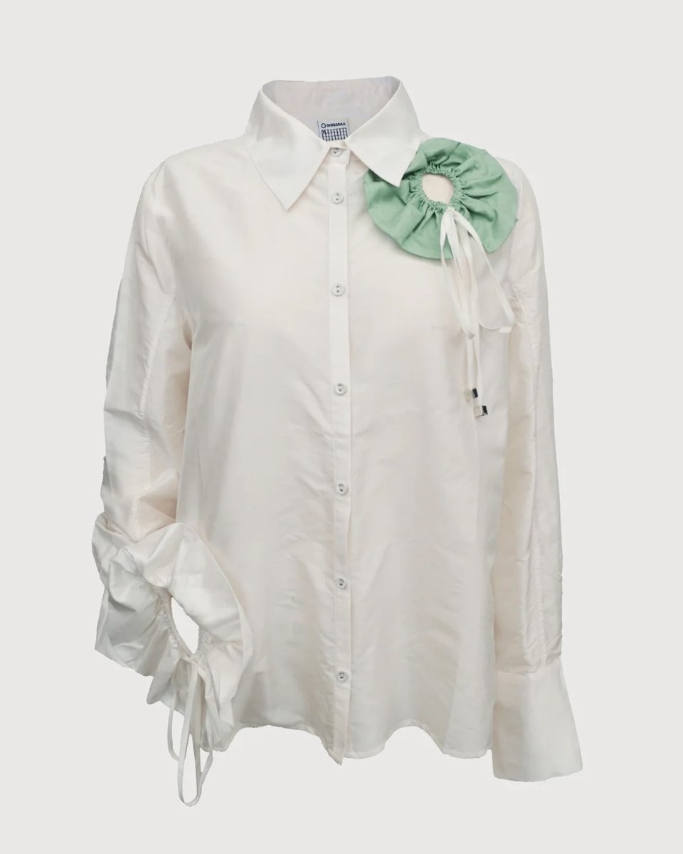 Floral Appliqué Button-Down Shirt - S