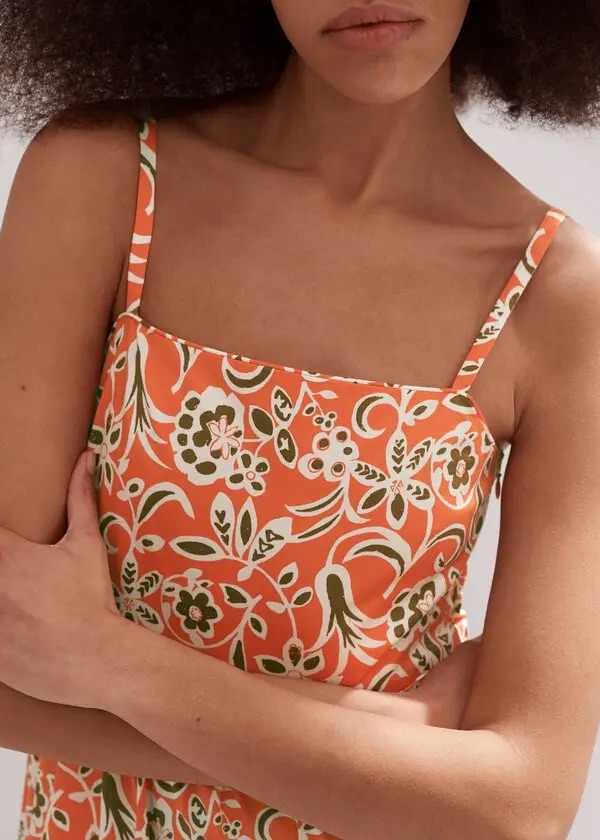 ME+EM Orange Graphic Floral Print Maxi Dress