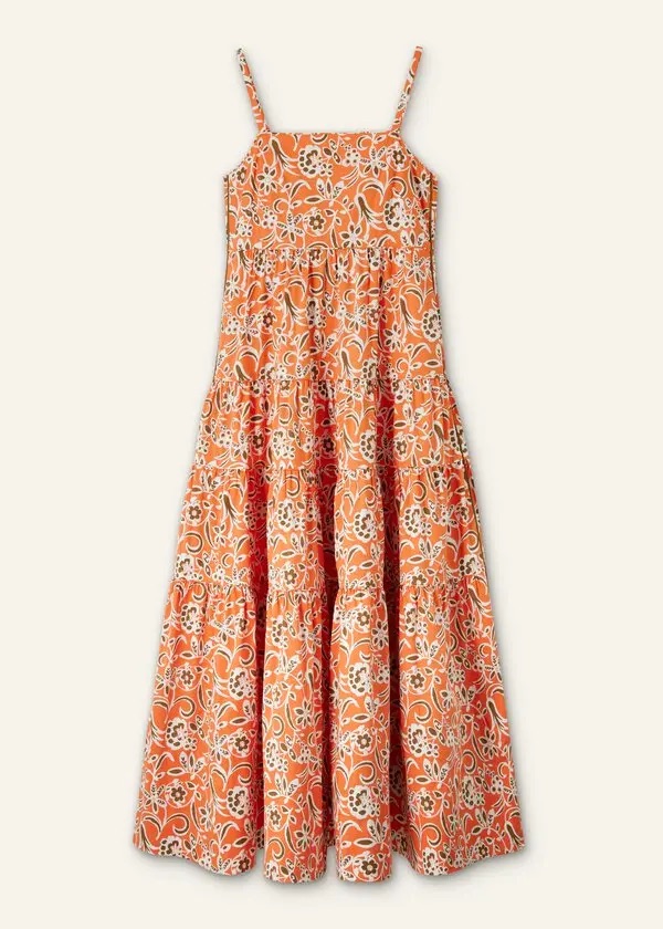 ME+EM Orange Graphic Floral Print Maxi Dress