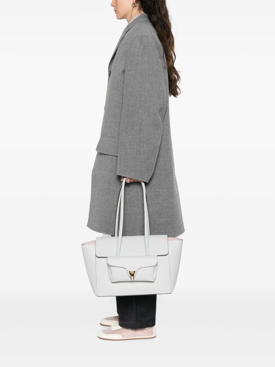 Coccinelle Double Beat Tote Bag – Light Blue Pebbled Leather