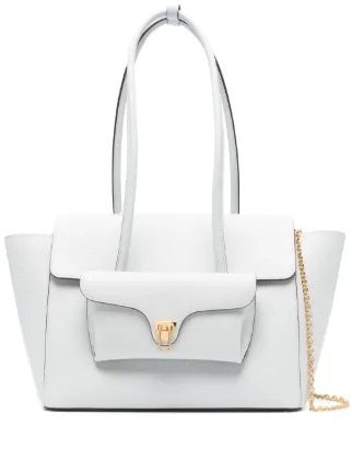 Coccinelle Double Beat Tote Bag – Light Blue Pebbled Leather