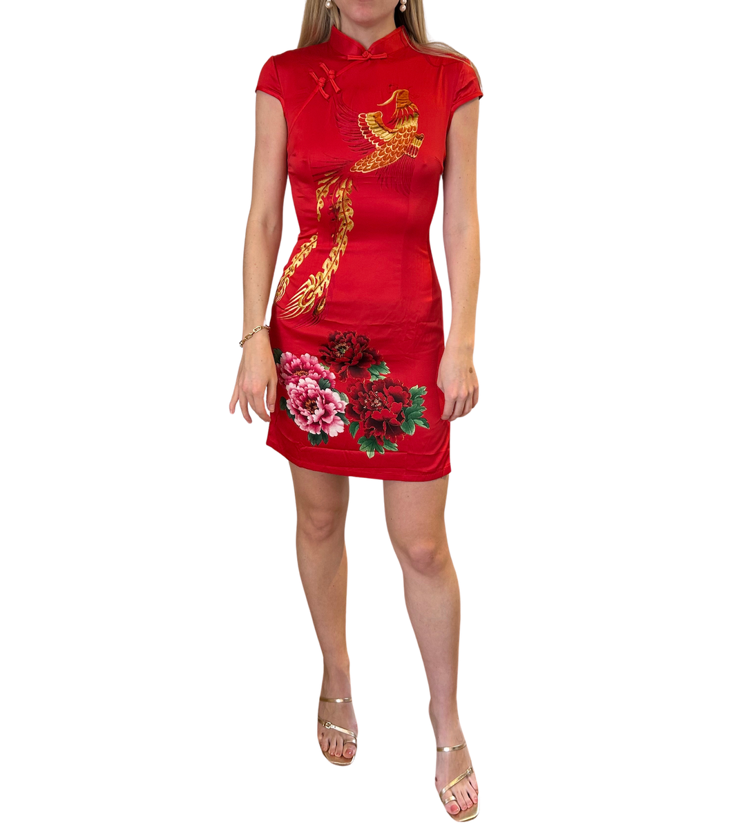 Cheongsam Red Flower Dress