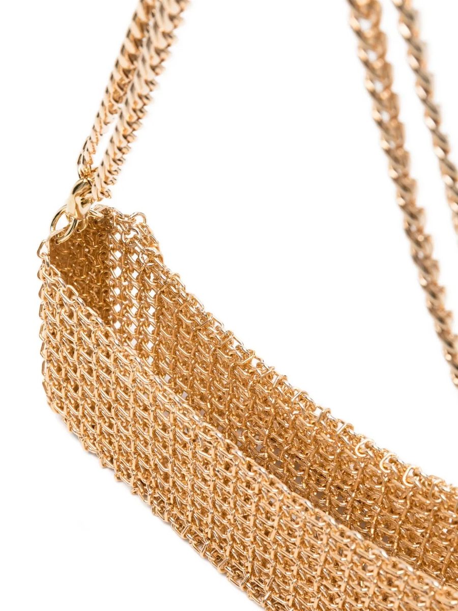 Silvia Gnecchi Baby Girl Shoulder Bag – Gold-Tone Mesh with Crystal Buckle