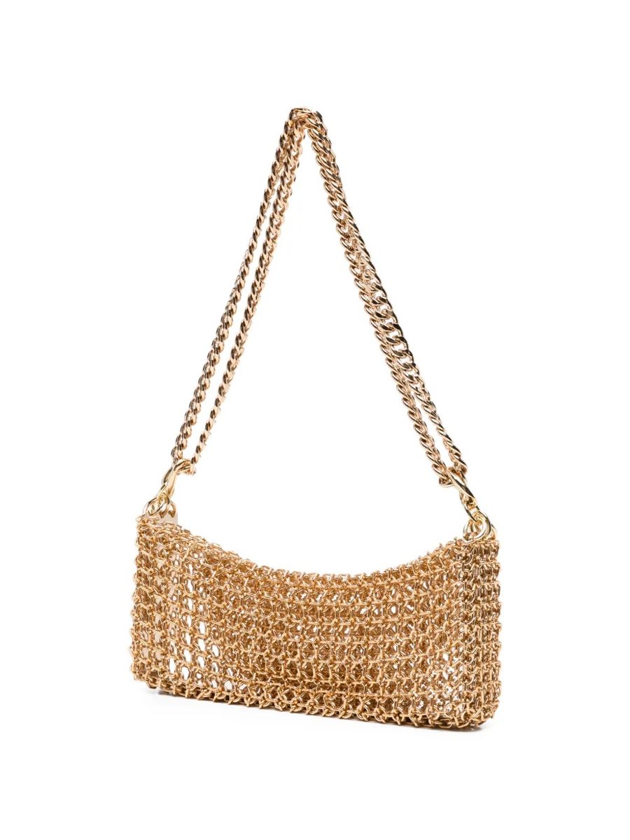 Silvia Gnecchi Baby Girl Shoulder Bag – Gold-Tone Mesh with Crystal Buckle