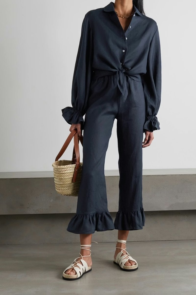 Sleeper Rumba Navy Linen Lounge Suit
