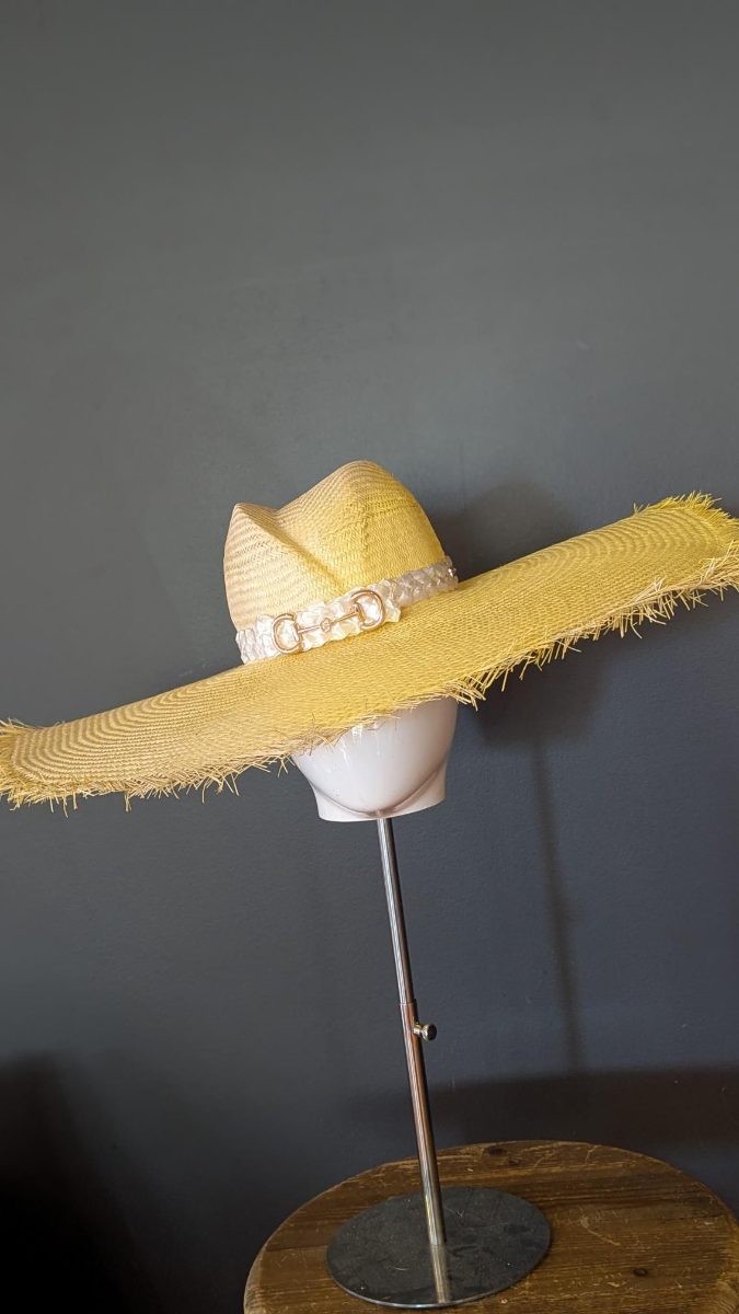 Yellow and straw ombre wide brim hat
