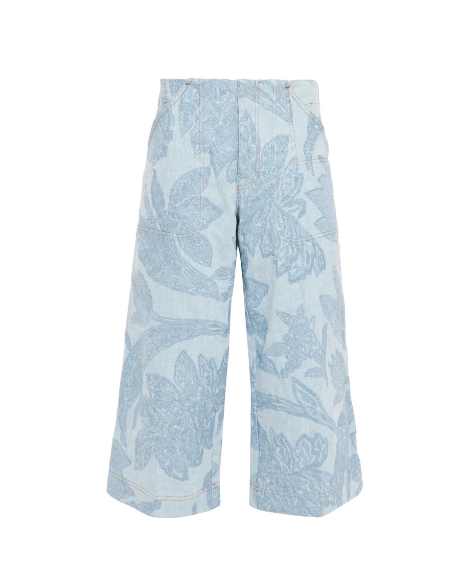 Denim Floral Jacquard Culottes