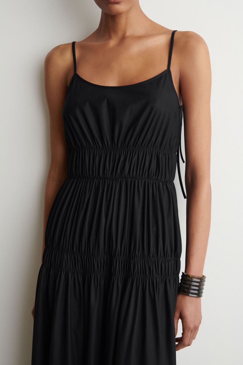 COS GATHERED JERSEY MIDI DRESS