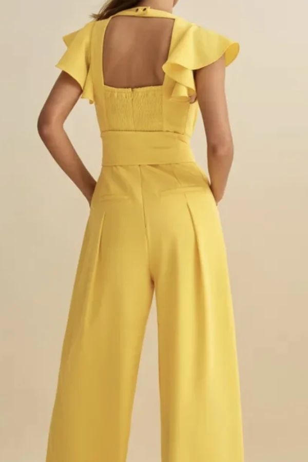 ME+EM Statement Frill Sleeve Yellow Jumpsuit