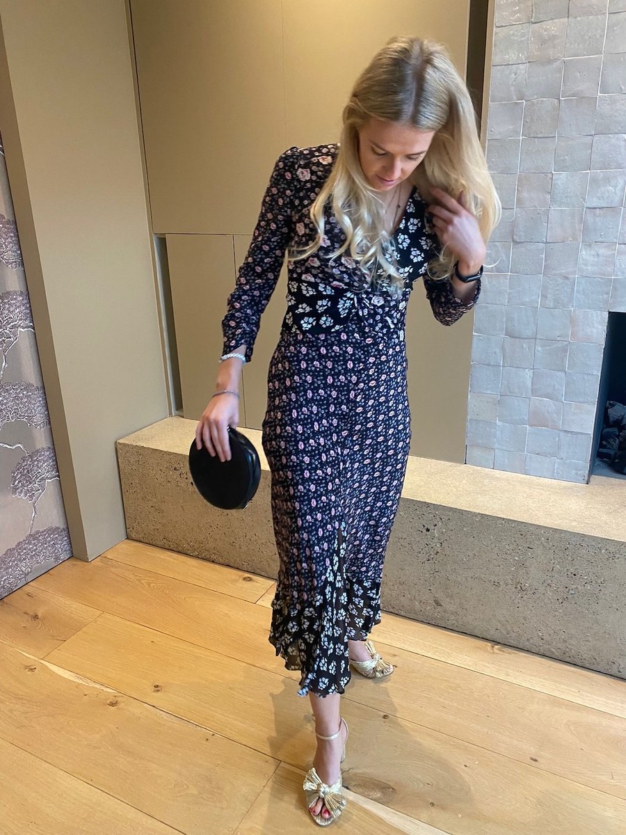Rixo Chelsea - Black Micro Bunch Floral Long Dress