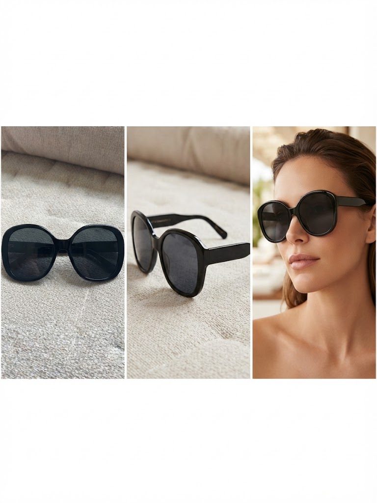 Stella McCartney Round Acetate Sunglasses – Black