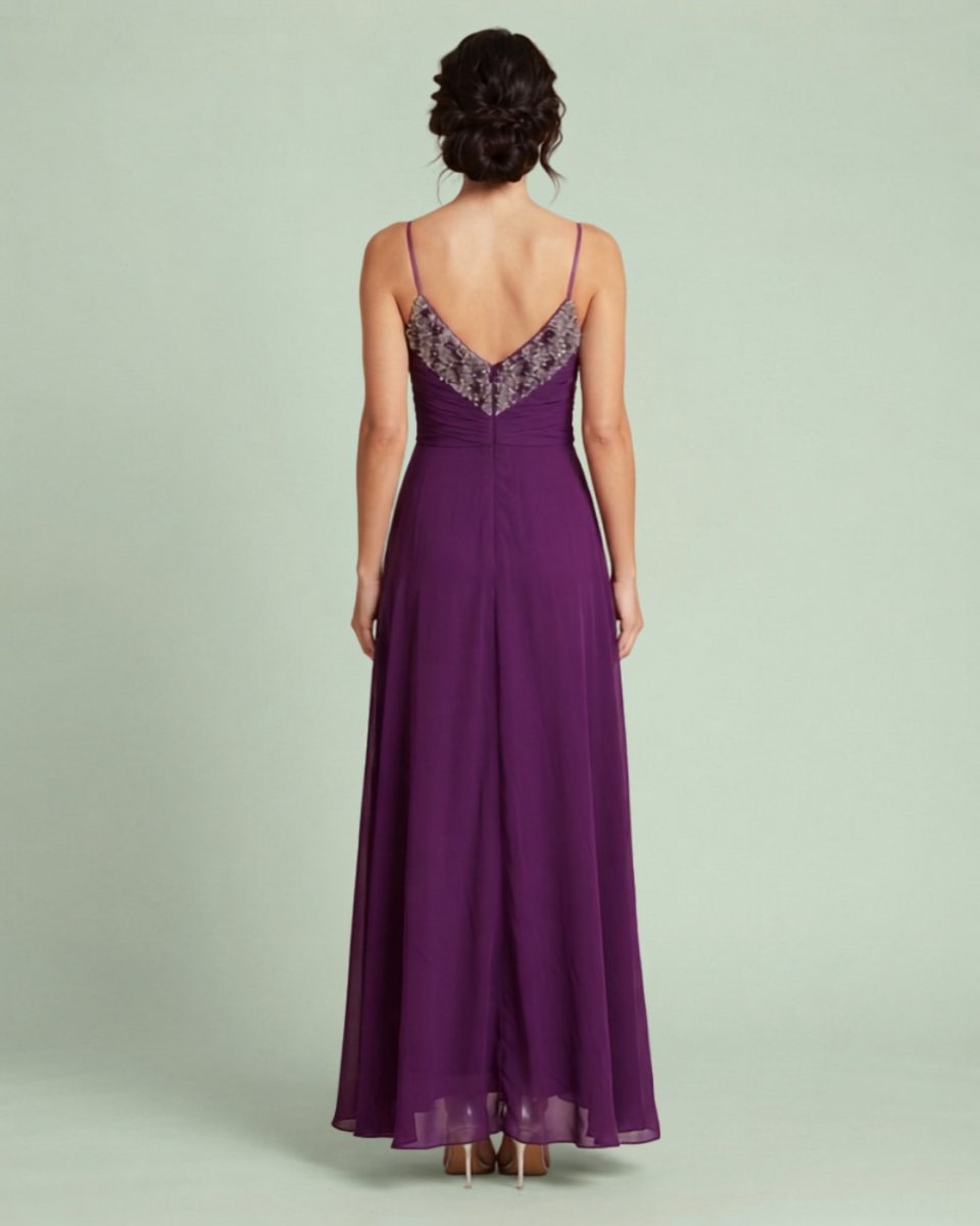 Theia Purple Strapless with Beaded Detail